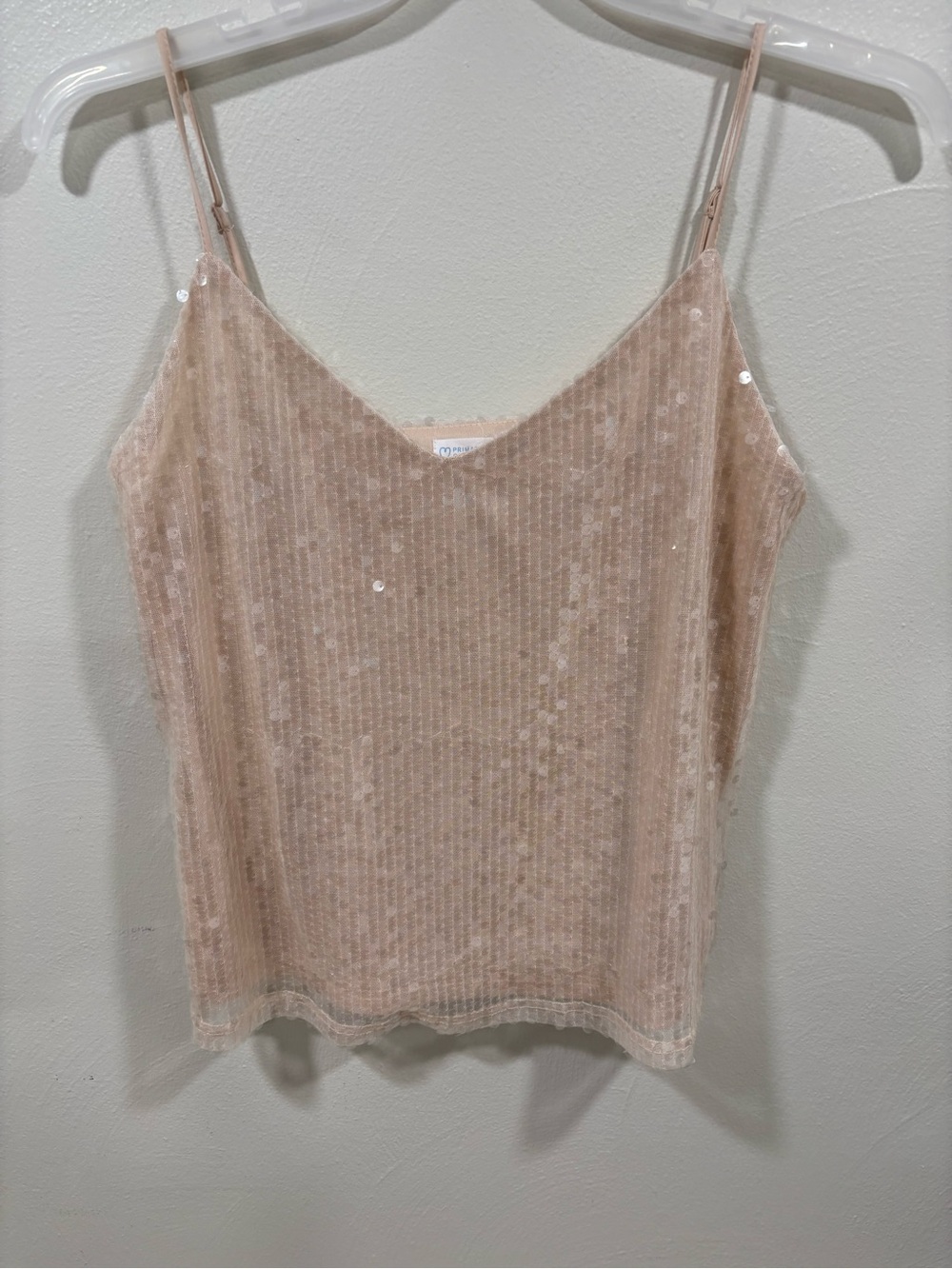 Primark Sequin V-Neck Cami in Blush Pink